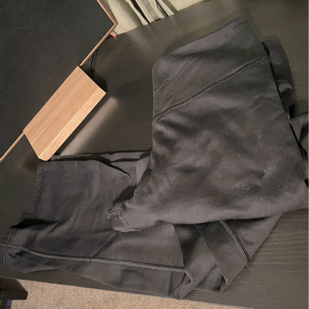 Black Athleta fleecy bootcut pants